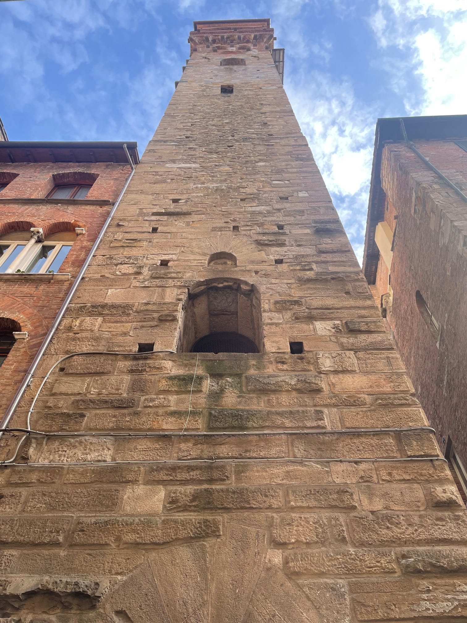 View looking up a tower in Lucca