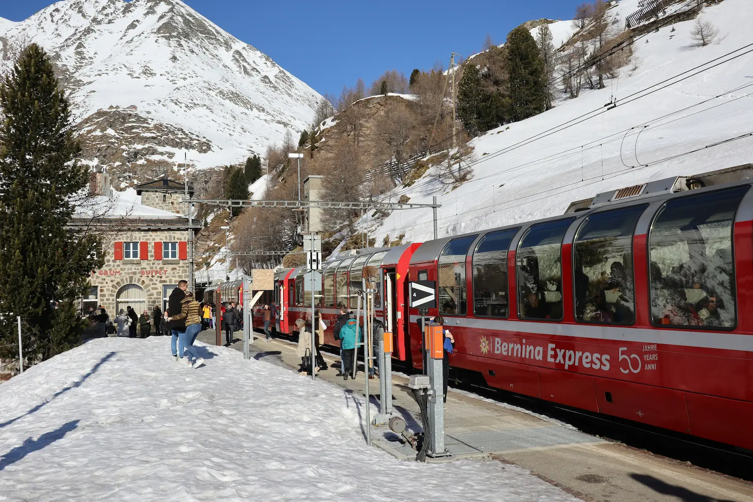 Bernina Express Train with panoramic windows