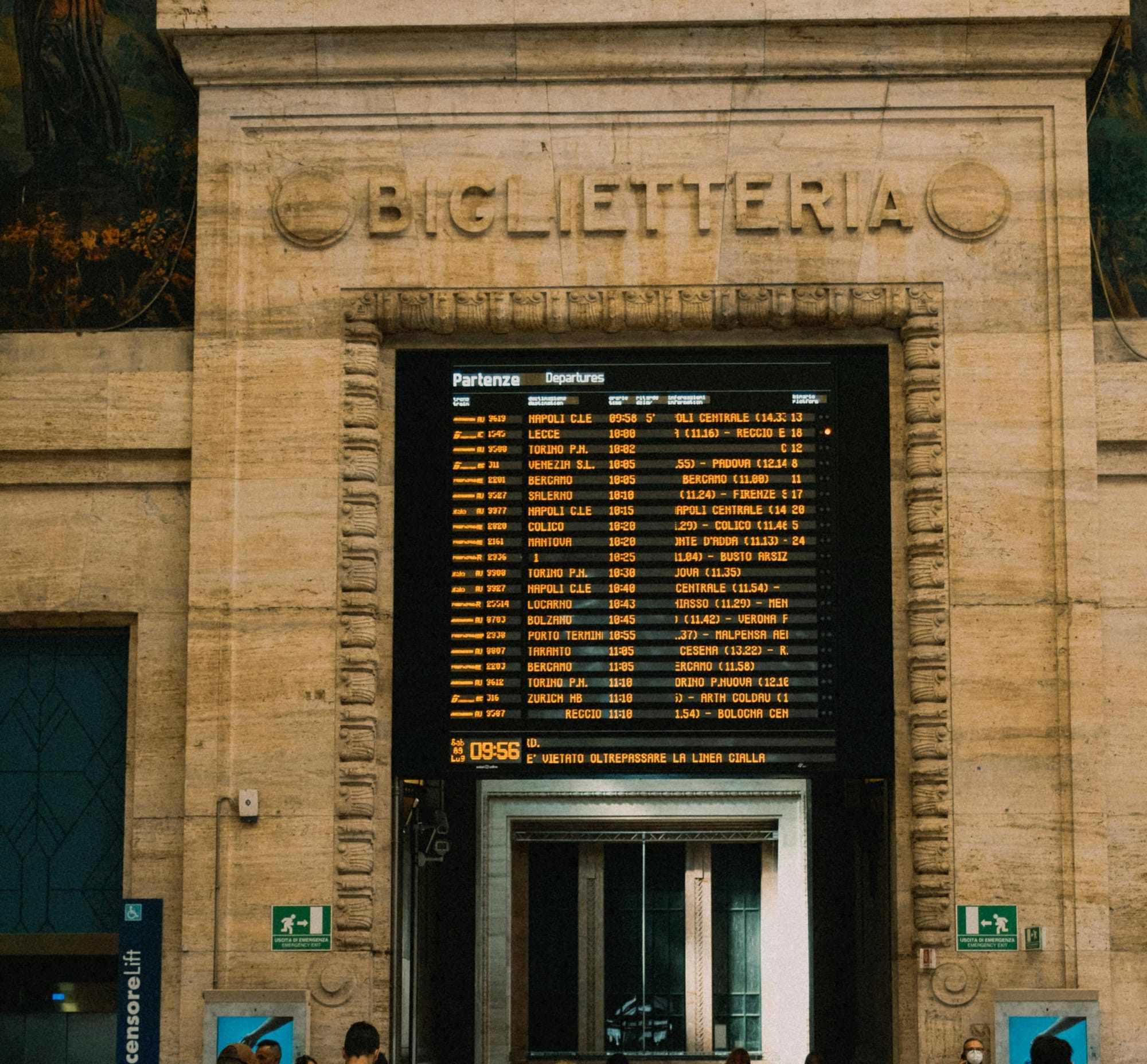 Departure board Milan Train Station