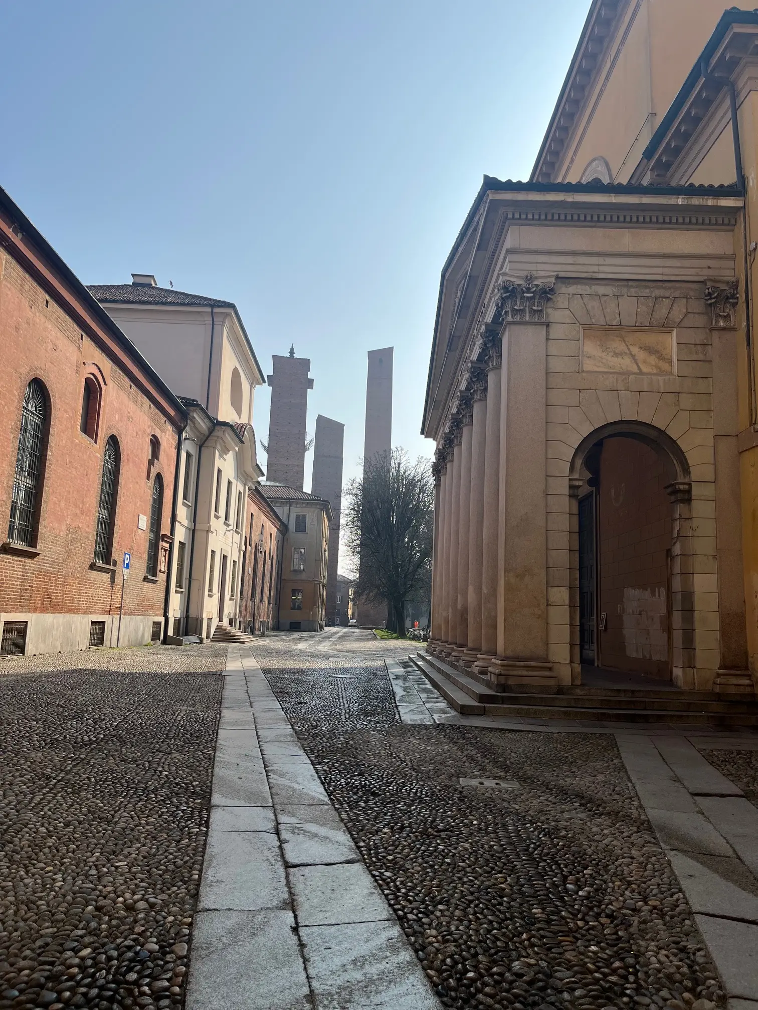 Historic buildings and streets of the University of Pavia quarter, Italy