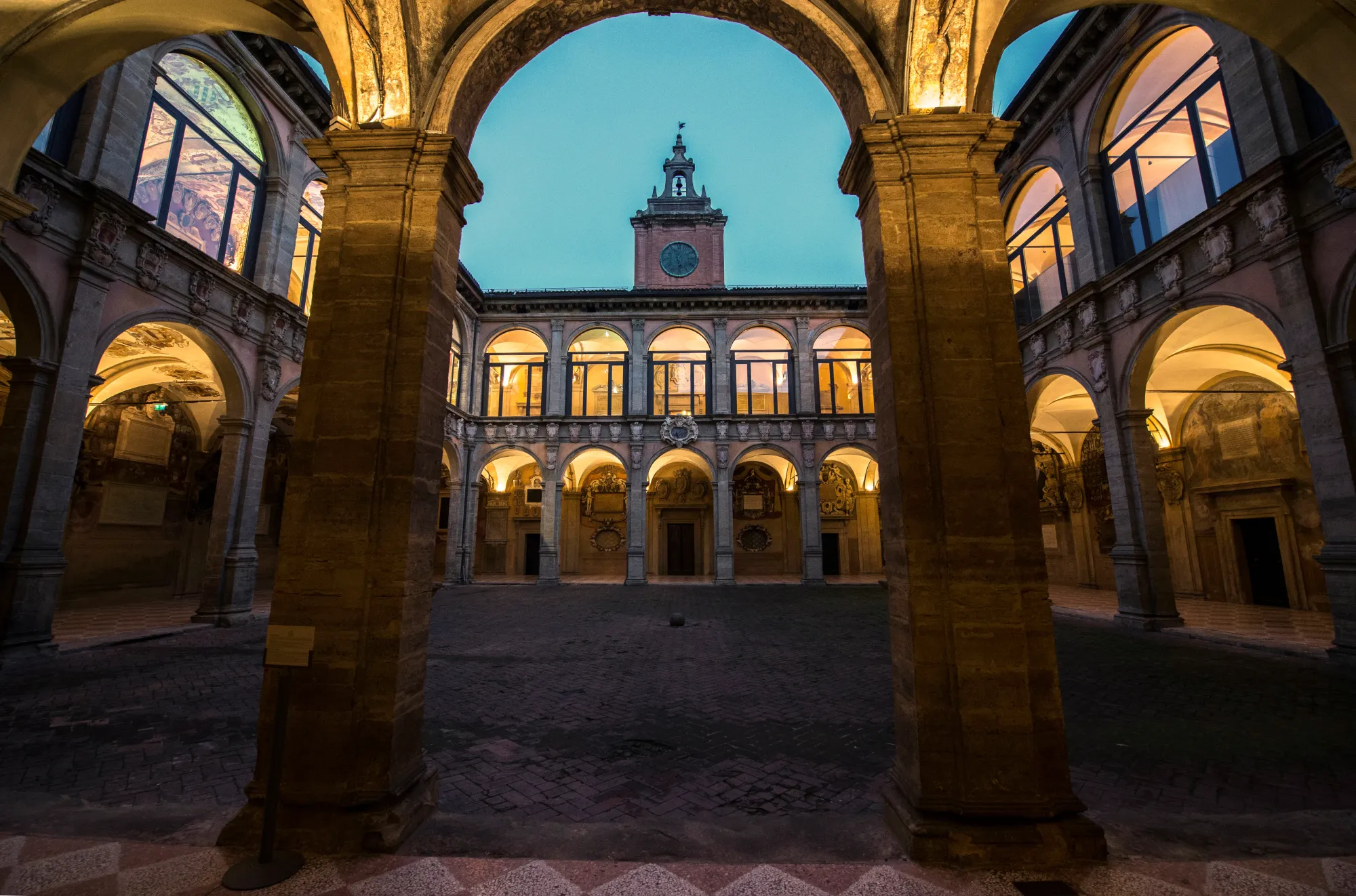 The Archiginnasio - courtyard and arcaded loggias.