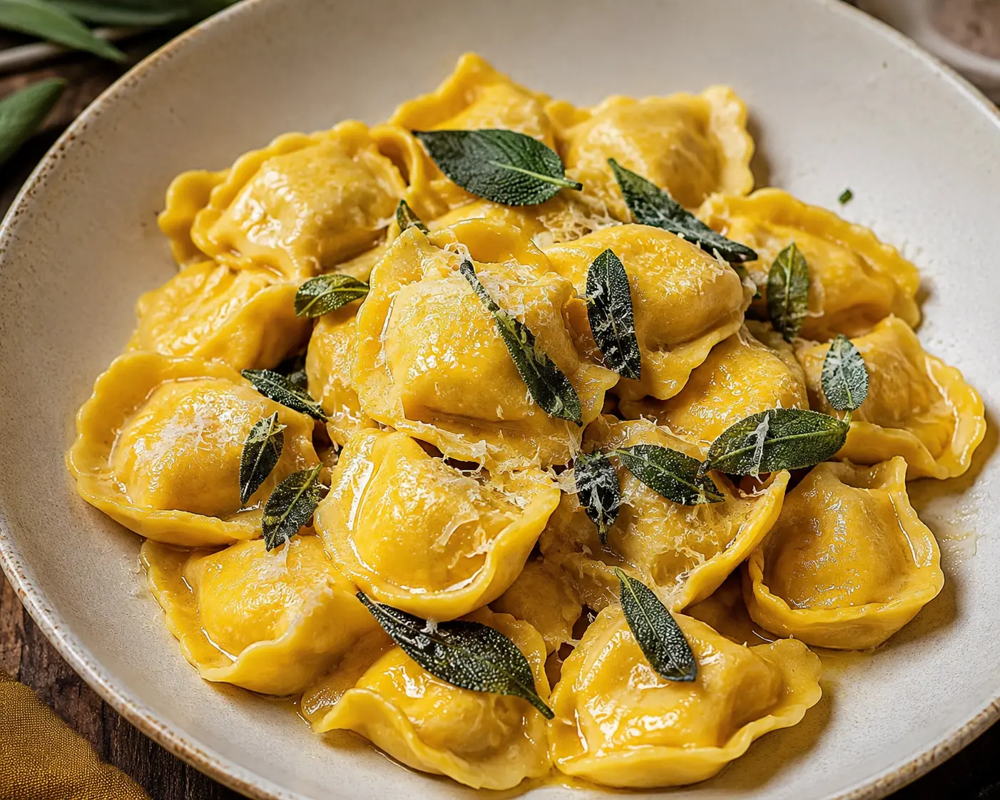 Cappellacci di zucca - large, hat-shaped pasta parcels filled with pumpkin and nutmeg