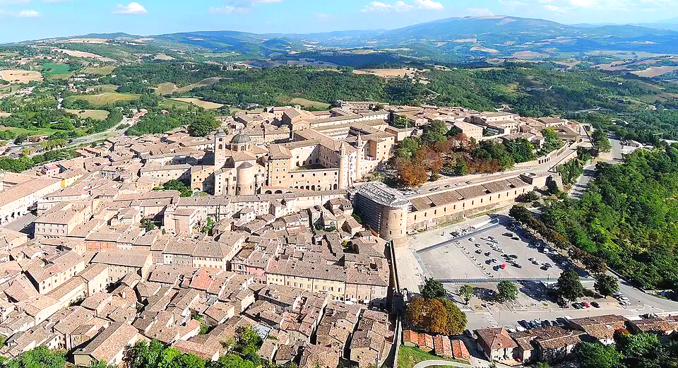 Aerial view of Urbino