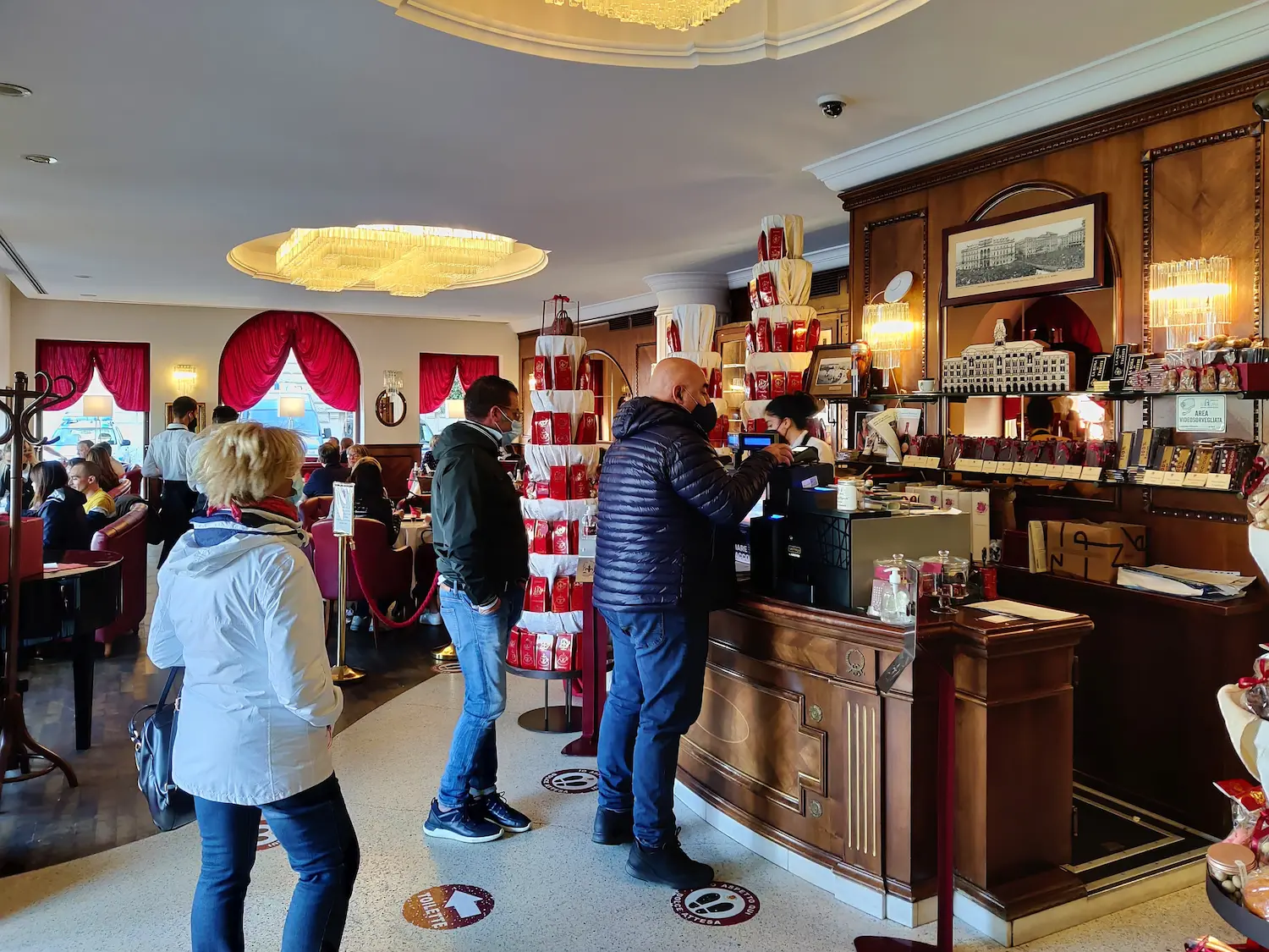 Inside Caffè degli Specchi, on Piazza Unità d'Italia, that has served coffee in Viennese style since 1839