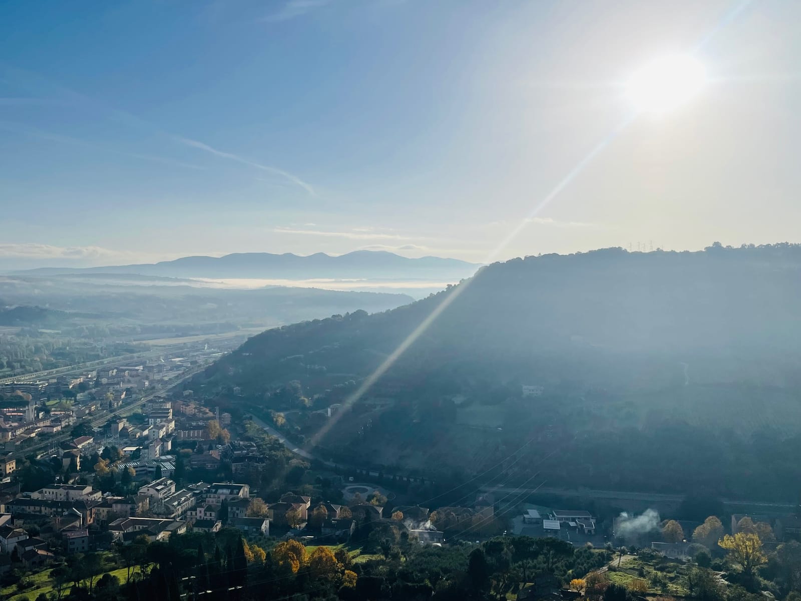 View over the valley from Orvieto at early morning